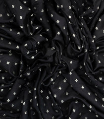 Black Handloom Silk Saree With Printed Pallu & Hand Embroidered Selvage-EN1719