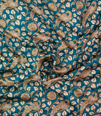 Black Printed Chanderi Cotton Saree With Zari Border-CC1555