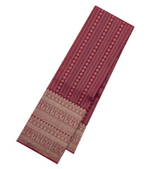 Crimson Handloom Kanchipuram Silk Saree With Dotted Stripes-KA14663