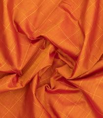 Orange Handloom Silk Cotton Saree With Zari Checks & Contrast Border-SC4727