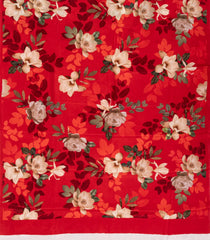 Red Woven Crepe Silk Saree With Printed Floral Motifs-PS0530