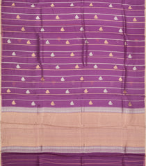 Mauve Woven Pure Organza Silk Saree With Zari Stripes & Buttas-KS1076