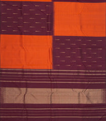 Orange & Maroon Handloom Korvai Kanchipuram Half & Half Silk Saree With Buttas-KA13020