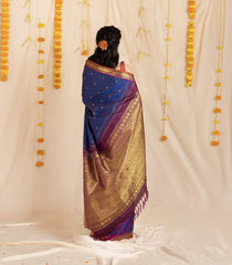 Blue Handloom Kanchipuram Silk Saree With Annam Buttas-KA13976