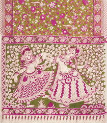 Olive Green Printed Kalamkari Cotton Saree-KAL1254