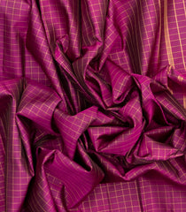 Magenta Handloom Kanchipuram Silk Saree With Zari Checks-KA12591