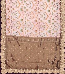 Off White Woven Blended Viscose Digital Printed Saree With Embroidered Motifs-BL3814