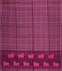 Chesnutt Pink Printed Tussar Silk Saree With Checks & Printed Pallu-TU3680