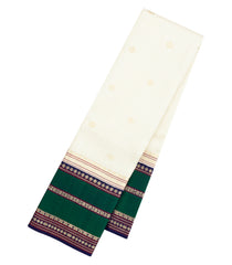 Off White Handloom Korvai Kanchipuram Silk Saree With Checks & Kanchipuram Butta Silk Sarees-KA16579