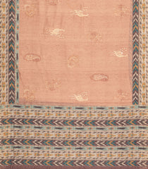 Peach Printed Art Dupion Saree With Bird Motifs-BL6139