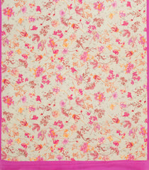 Taupe Printed Crepe Silk Saree With Floral Motifs-PS0898