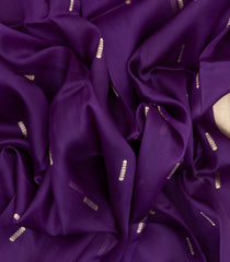 Dark Purple Handloom Banarasi Organza Silk Saree With Floral Motifs-BE1392