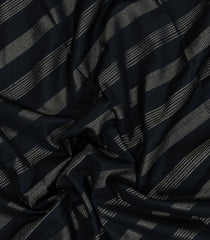 Black Handloom Soft Silk Saree With Floral Stripes-SO4703