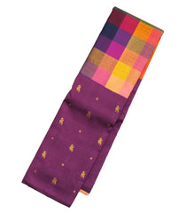 Multicolour Checks Handloom Natural Dyed Muppagam Silk Saree -KA12628