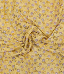 Sandal Printed Jaipur Cotton Saree With Printed Floral Vine Motifs-JC1935