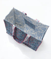 Light Blue Bagru Printed Handmade Cotton Quilted Tote Bag-ACS1037