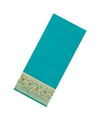 Turquoise Woven Art Dupion Saree With Meena Floral Border-BL5965