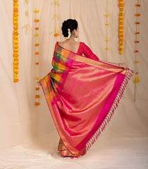 Multi Colour Handloom Kanchipuram Silk Saree With Checks & Buttas-KA13977