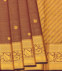 Maroon Handloom Kanchipuram Vairaoosi Silk Saree With Annam, Chakaram Butta-Maroon