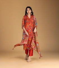 Rust Orange printed Casual Kurta Set-RC5619