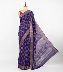 Violet Woven Synthetic Dola Saree With Printed Floral Motifs-BL4503