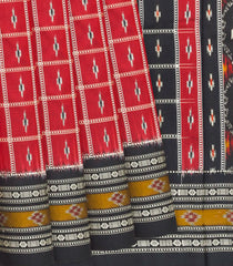 Crimson Handloom Pochampally Ikat Saree With Checks-Crimson