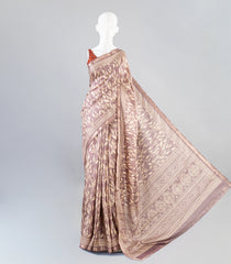 Dusty Pink Woven Art Tussar Saree With Printed Floral Motifs-BL3956