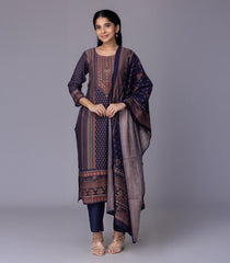 Navy Blue Printed Festive Kurta Set-RC5598