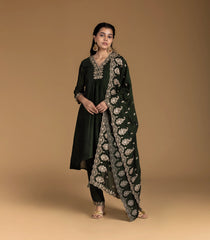Emerald Green embroidered festive Kurta set-RC5618