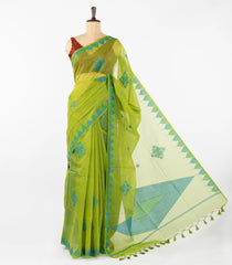 Light Green Woven Synthetic Tussar Saree With Printed Floral Motifs-BL4482
