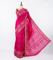 Hot Pink Woven Synthetic Dola Silk Saree With Stripes & Printed Motifs-BL4424