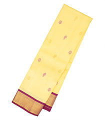 Light Yellow Handloom Korvai Kanchipuram Silk Saree With Buttas-KA12273