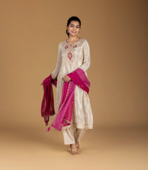 Off-White and Pink embroidered Kurta Set-RC5623