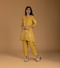 Mustard embroidered Festive Co-Ord Set-CO5014