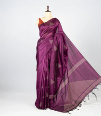 Dark Magenta Woven Art Dupion Saree With Triangle Motifs-BL4227