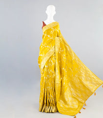 Yellow Woven Art Dola Viscose Saree With Floral Jaal Motifs-BL3984