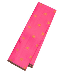 Peach Handloom Kanchipuram Silk Saree With Elephant Buttas-KA12389