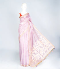 Lavender Woven Art Chanderi Saree With Floral Motifs-BL3902