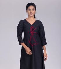 Black & Red embroidered Kurta Set-CO5008