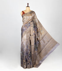 Lavender Woven Art Dola Silk Saree With Brocade & Printed Floral Motifs-BL4205