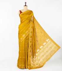 Mustard Woven Synthetic Dola Silk Saree With Lion Motifs -BL4440