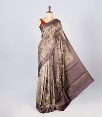 Lilac Woven Art Dola Silk Saree With Brocade & Printed Motifs-BL4219