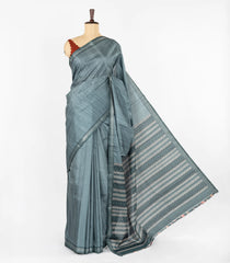 Grey Woven Synthetic Dola Silk Saree With Printed Blouse-BL4449