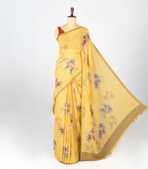Sandal Woven Synthetic Georgette Saree With Printed Floral Motifs-BL4215