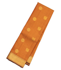 Dark Beige Handloom Kanchipuram Silk Saree With Checks & Buttas-KA12384