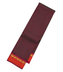 Maroon Handloom Kanchipuram Silk Saree With Contrast Border-KA12284