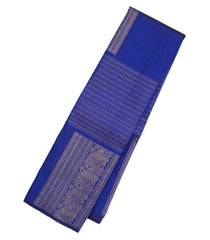 Blue Handloom Kanchipuram Silk Saree With Stripes & Yazhi motifs-KA12397