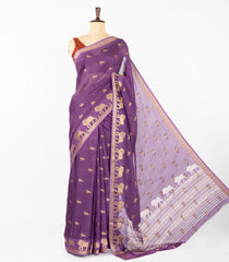 Lilac Woven Synthetic Dola Silk Saree With Lion Motifs -BL4437