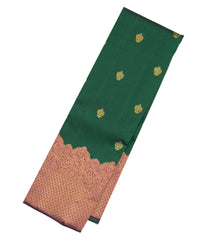 Dark Green Handloom Korvai Kanchipuram Silk Saree With Buttas-KA12269
