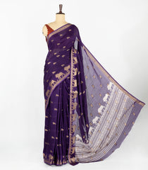 Purple Woven Synthetic Dola Silk Saree With Lion Motifs -BL4434